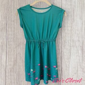 SO Turquoise Flamingo Short Sleeved Dress Girls Size 7-8